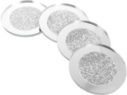 Juego De 4 Posavasos Redondos De Vidrio Blanco, Ligeros Y Duraderos.