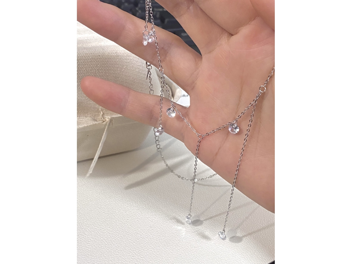 (oro Blanco) Collar Starlight De Plata De Ley 925, De Alta Gama, Con Borla Estrellada Y Piedras Preciosas.