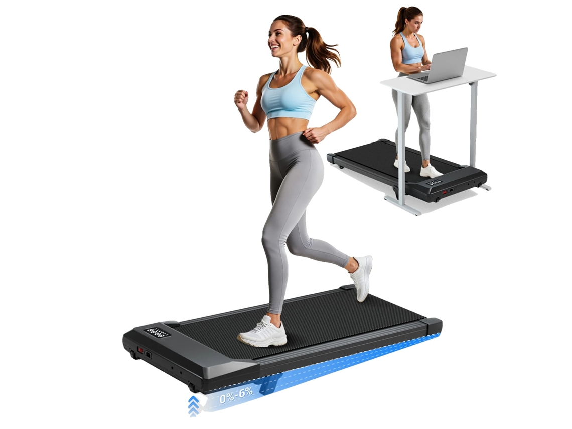 Cinta de correr, 2,5 CV, velocidad ajustable, color negro.
