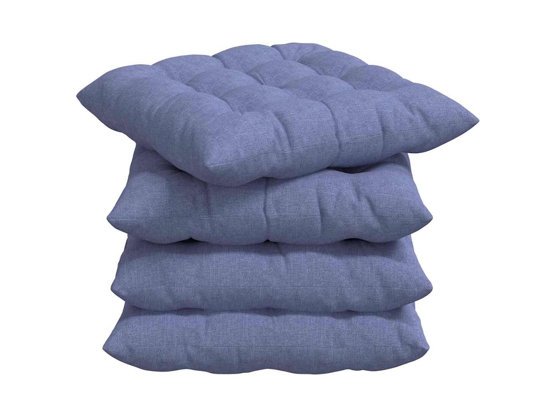 Cojines Para Asiento 4 Uds Azul Jeans 40 X 40 X 6 Cm Tela