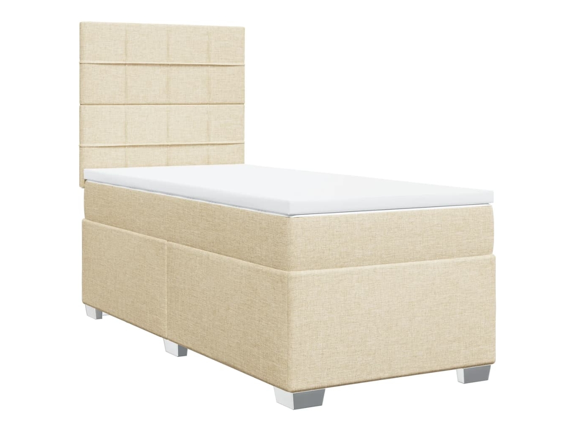 Maison Exclusive - Cama Box Spring Con Colchón Tela Color Crema 90x190 Cm