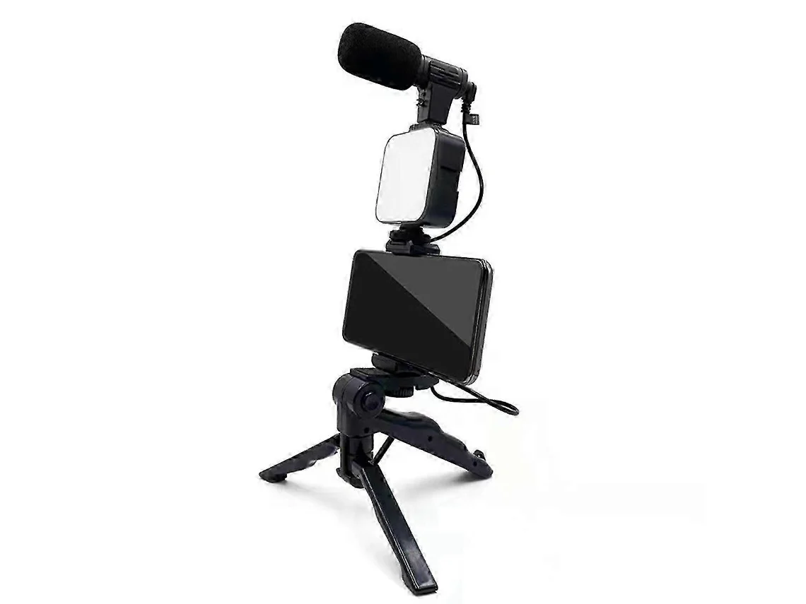 Kit de trípode para celular con micrófono LED, kit para crear videos de vlogs para grabación en vivo, estudio de selfies, Nostalgia88