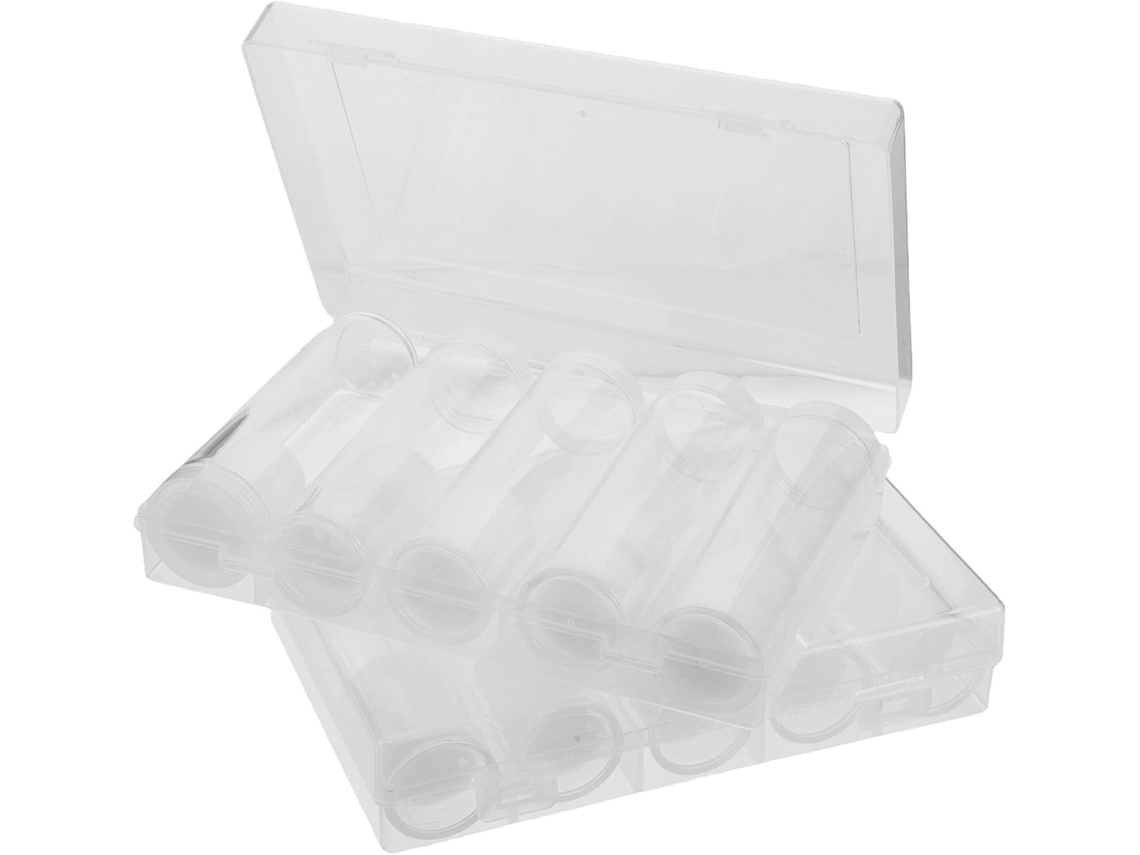 Juego de 2 tubos transparentes de 27 mm para guardar monedas SFUSHOS