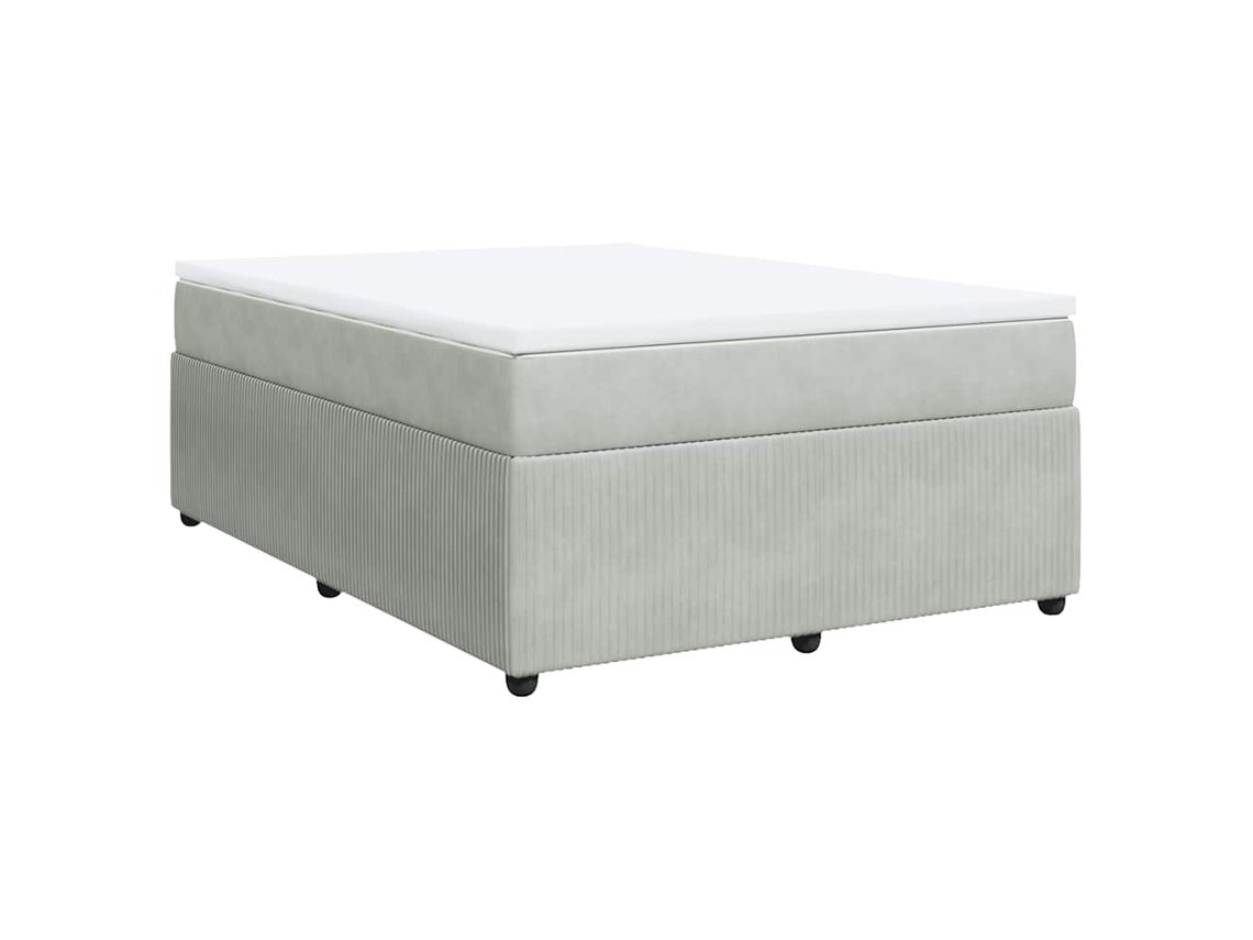 Maison Exclusive - Cama Box Spring Con Colchón Terciopelo Gris Claro 160x200 Cm