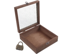Caja De Joyería Retro De Madera Con Tapa De Cristal, Pequeña Caja Cuadrada Vintage Para Guardar Objetos.