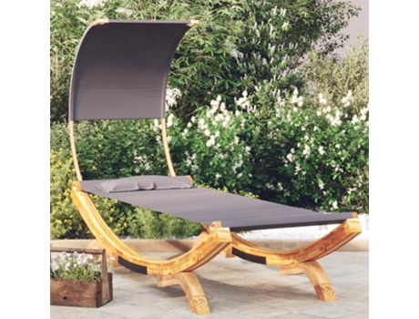 MAISON EXCLUSIVE Tumbona con dosel madera curvada gris antracita 100x200x126cm