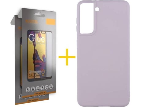 Kit Funda + 2 Protectores de Pantalla Samsung Galaxy S21 + Plus ACCETEL Full (Morado)