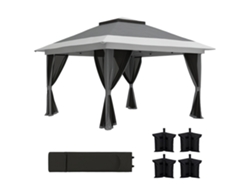 Cenador plegable de 3,6 x 3,6 m, protección UPF50, ruedas, sacos de arena y bolsa de transporte (gris)