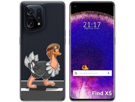 Carcasa para Oppo Find X5 5G TUMUNDOSMARTPHONE Dibujos Transparente Avestruz Multicolor