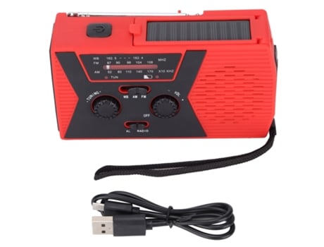 Radio de manivela de emergencia Radio con energía solar con batería de 2000 mAh para emergencias en el hogar Supervivencia al aire libre Rojo ZMDEC...