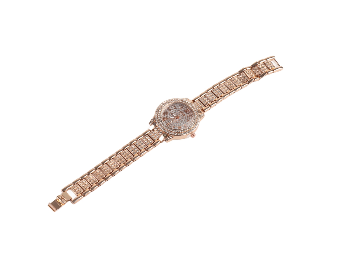 Reloj De Cuarzo Para Mujer Con Números Romanos, Piedras De Diamantes Y Diseño Luminoso Para Fiestas Y Oficina.