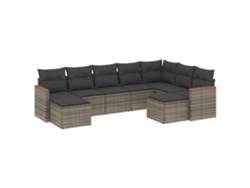 Maison Exclusive - Set De Muebles De Jardín 9 Pzas Y Cojines Ratán Sintético Gris