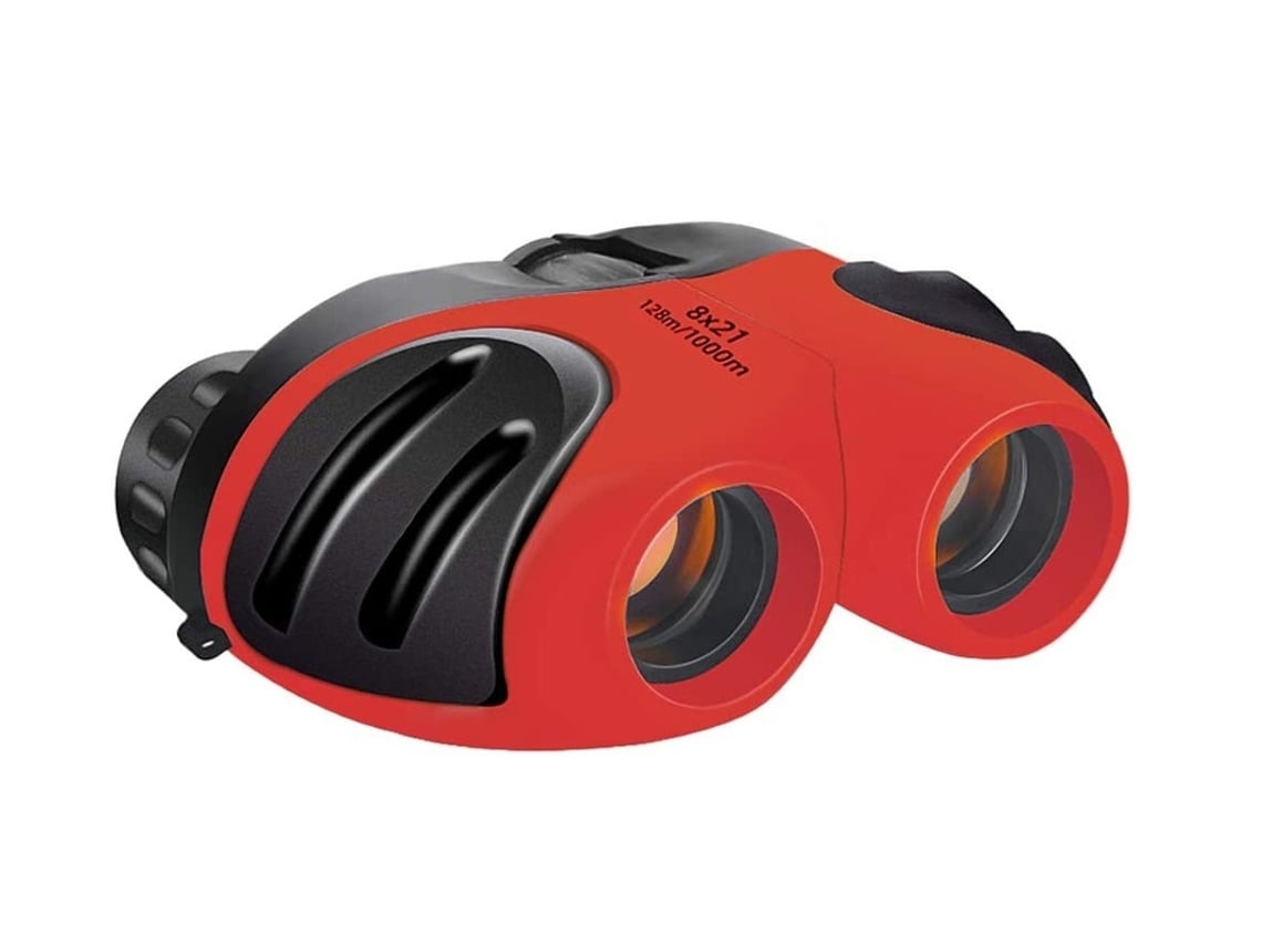 Binoculares para niños 8x21 de goma, mini zoom, compactos, regalo para niños y niñas, color rojo USHION