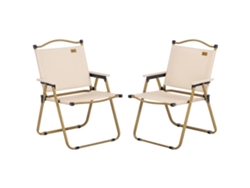 Set 2 Sillas De Jardín Plegables Con Reposabrazos Para Camping Y Playa En Tela Oxford Y Acero 54x59x78 Cm Caqui