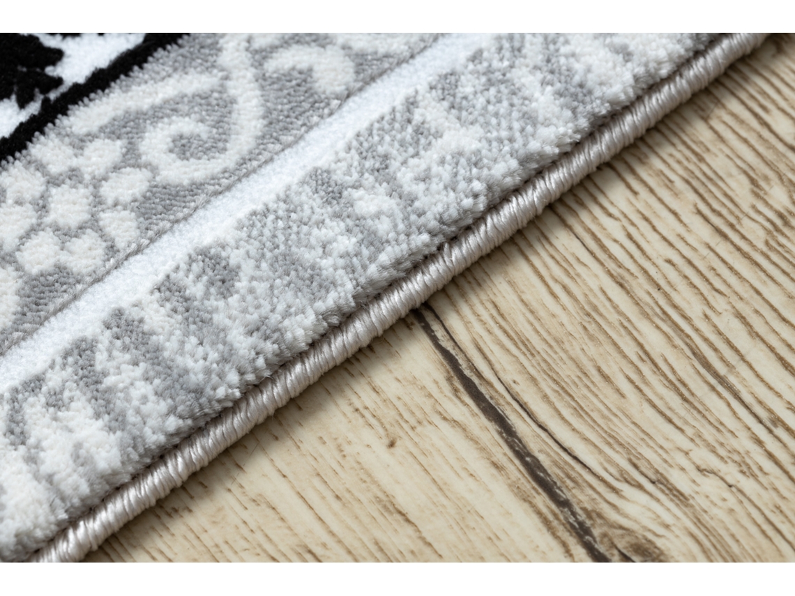 Alfombra Gloss Moderno 8490 52 Ornamento, Elegante, Marco Marfil/Gris (80 x 150 cm)