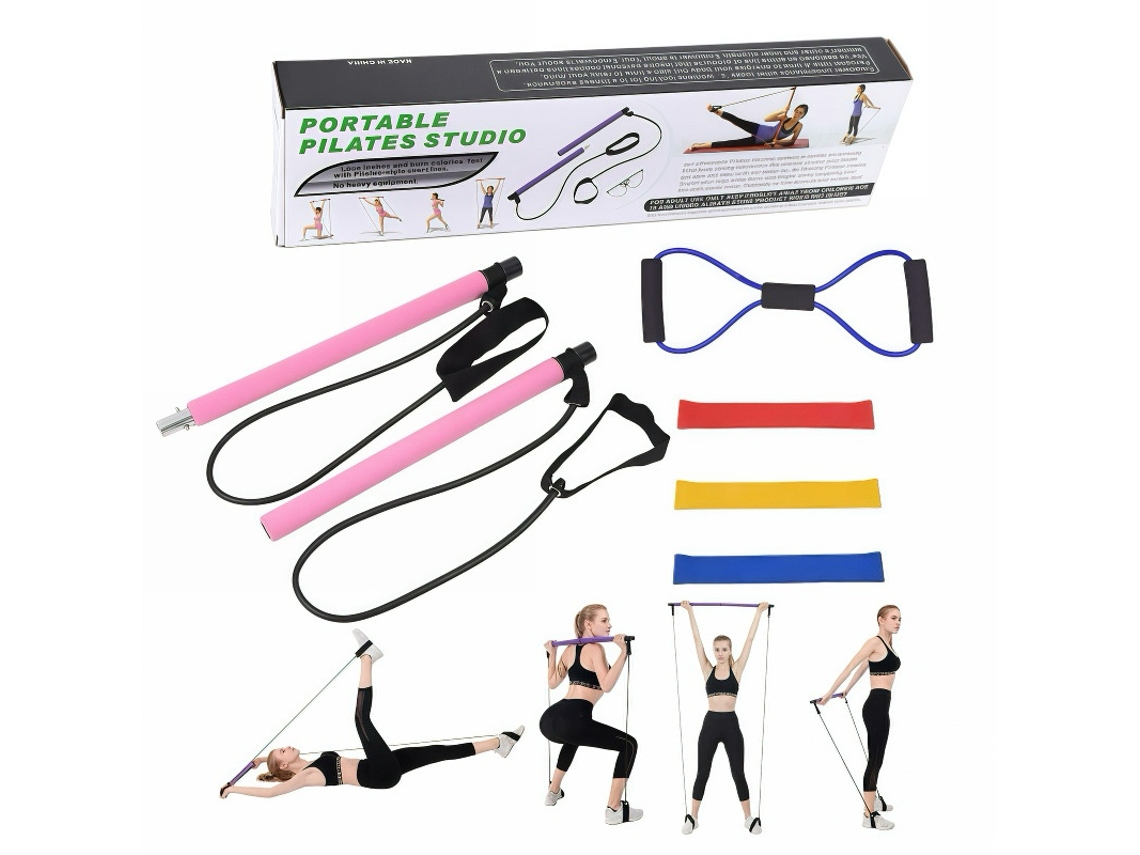 Juego De 5 Piezas De Barra De Pilates Para Fitness (Rosa)  DIGITALLAB