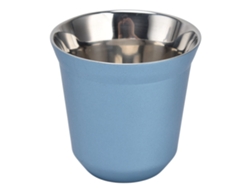 Taza de café de acero inoxidable 304, 80 ml, doble pared, aislante, azul claro