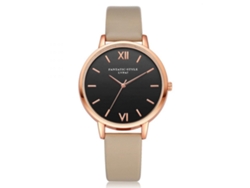 Relógio feminino de quartzo com pulseira de PU para vestido Gaiety, rosa com numerais arábicos.