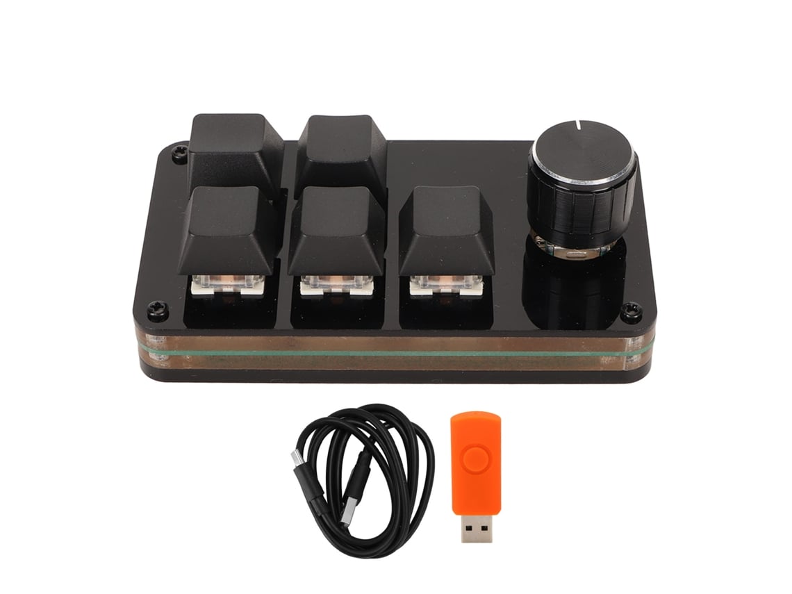 Teclado Programável Mecânico Mini 5 Teclas 1 Botão Com Interruptor Azul Hot Swappable Usb Para Games E Escritório