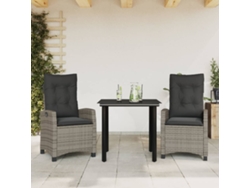 Conjunto de comedor de jardín de 3 piezas con cojines DKD Home Decor, ratán gris