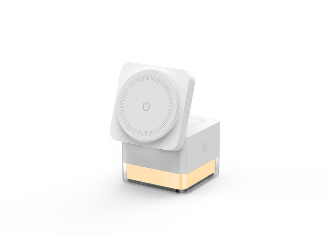 Estación De Carga 4em1 Magsafe Cubo Doblable De 15 W Con Luz Nocturna Para Teléfonos Reloj Blanco