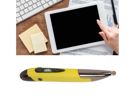 HURRISE Bolígrafo con cable, ratón, bolígrafo portátil, cabezal táctil, 2,4G, modo de ordenador, teclado dual, gris, plateado, amarillo