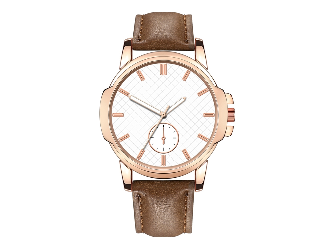 Reloj De Pulsera Analógico De Cuarzo Para Hombre, De Aleación, Estilo Sencillo Y Elegante, Color Marrón Oscuro Y Blanco.