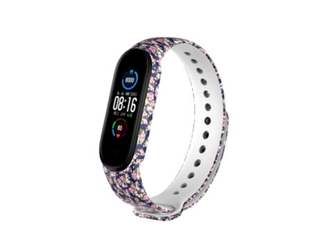 Correa TPU + PU ajustable para Xiaomi Mi Band 5 - azul/flor rosa