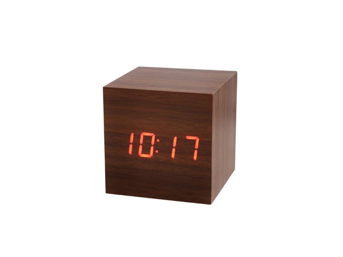VYLARA Despertador De Madeira Versátil, Cubo Digital Com Operação Simples, Alarme De Tempo E Ajuste De Brilho Em 3 Níveis Para Seu Espaço Pessoal