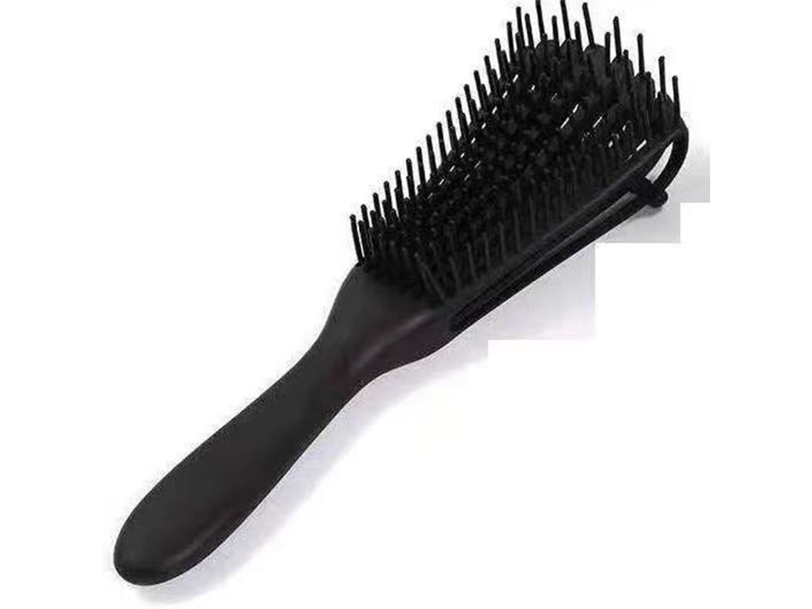 Pincel Desenredador 8 Filas Ergonómico Portátil Para Pelo Rizado Con Función De Masaje Negro