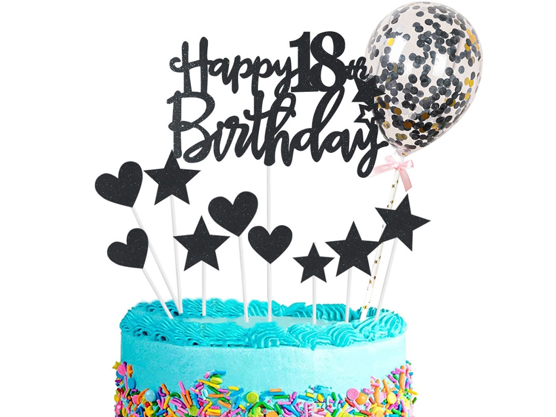 NEVEANCE Decoración para Tarta de Cumpleaños 18 Años con Brillo
