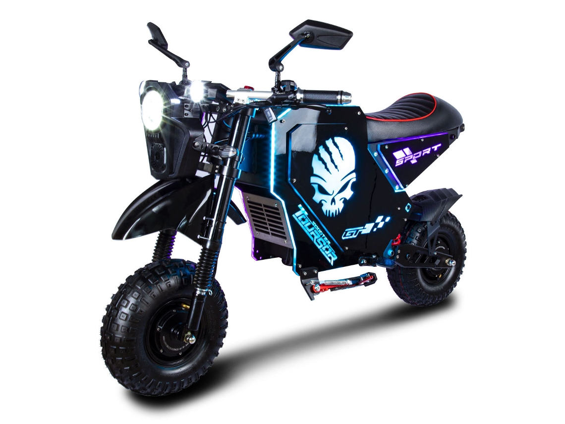 Moto Eléctrica Toursor M10, 72v 10000w, 90km/h, 50ah, autonomía 130km, con altavoz bluetooth y neumáticos off-road de 14 pulgadas.