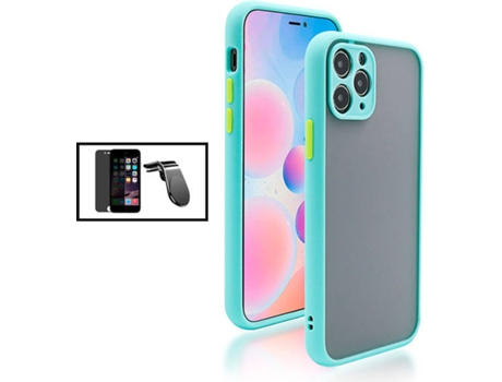 Kit Carcasa + Protector de Pantalla Privacidad + Soporte Magnético L iPhone SE 2022 G4M Azul Claro