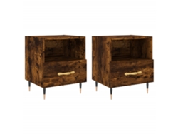 Maison Exclusive - Mesita Noche 2 Uds Madera Ingeniería Roble Ahumado 40x35x47,5cm
