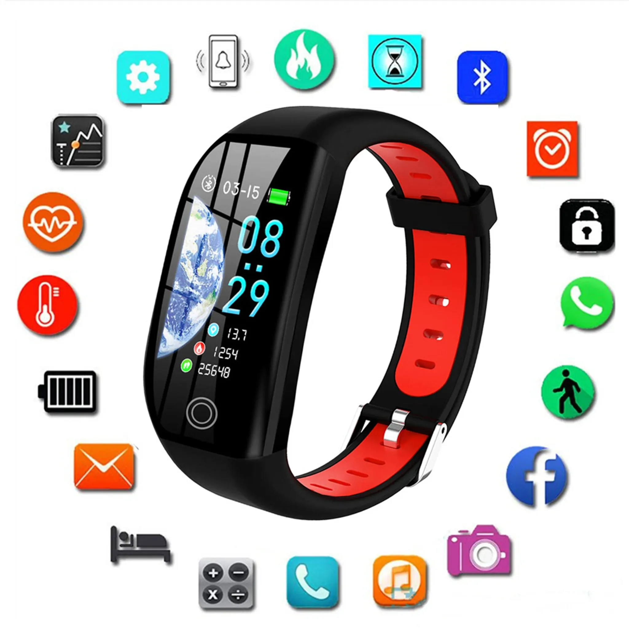 Smartwatch Infantil PETHUEL Impermeable Ip68 con Pulsómetro Monitor de Sueño Podómetro Rojo