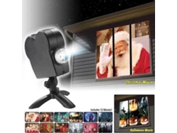 Lámpara de Proyector LED Giratoria Incluye 12 Películas para Navidad y Halloween Negro W544