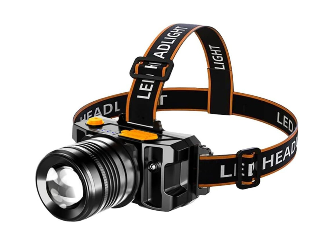 Linterna frontal LED Yizhood, ultrabrillante, con zoom, sensor de movimiento, 3 modos, alta potencia y zoom (negra)