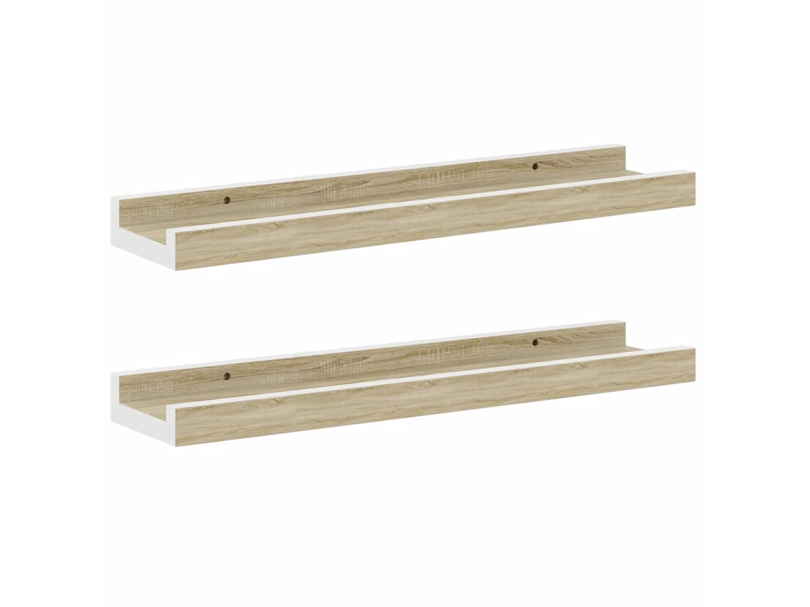 Maison Exclusive - Estantes De Pared 2 Unidades Blanco Y Roble Sonoma 40x9x3 Cm