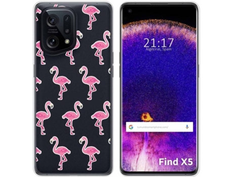 Carcasa para Oppo Find X5 5G TUMUNDOSMARTPHONE Dibujos Transparente Flamenco Multicolor