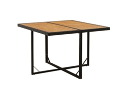 Mesa de jardín LOVELY HOME para cenar de mimbre y madera maciza de acacia en color negro (109 x 107 x 74 cm)