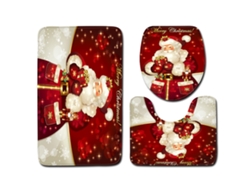 Juego de 3 alfombras de baño antideslizantes para puerta, diseño de muñeco de nieve navideño