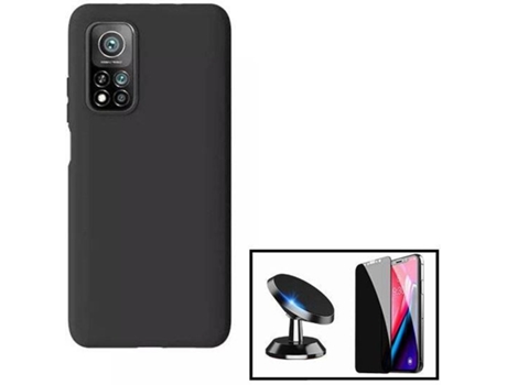 Kit Funda, Protector de Cristal Templado y Soporte Xiaomi Mi 10T 5G Anti-Spy Negro