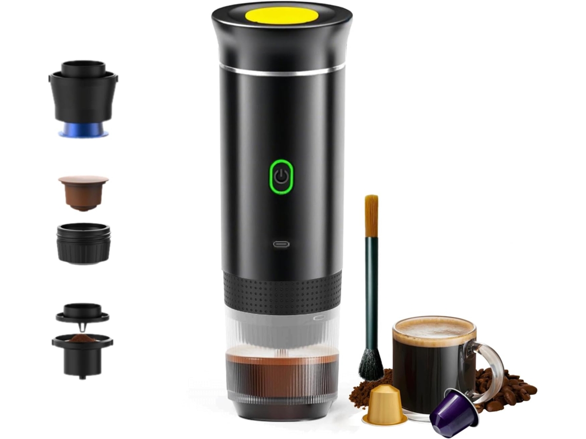 Cafetera espresso portátil, cafetera autocalentable de 7500 mAh, compacta para viajes en automóvil, RV o oficina.