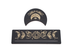 Soporte para cartas del tarot, de madera, 2 piezas, forma de luna, rectangular.