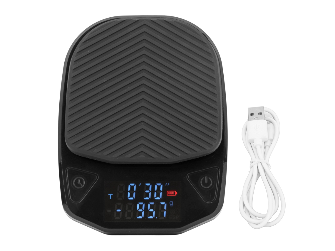 Báscula de café digital recargable con pantalla brillante y temporizador para la cocina del hogar