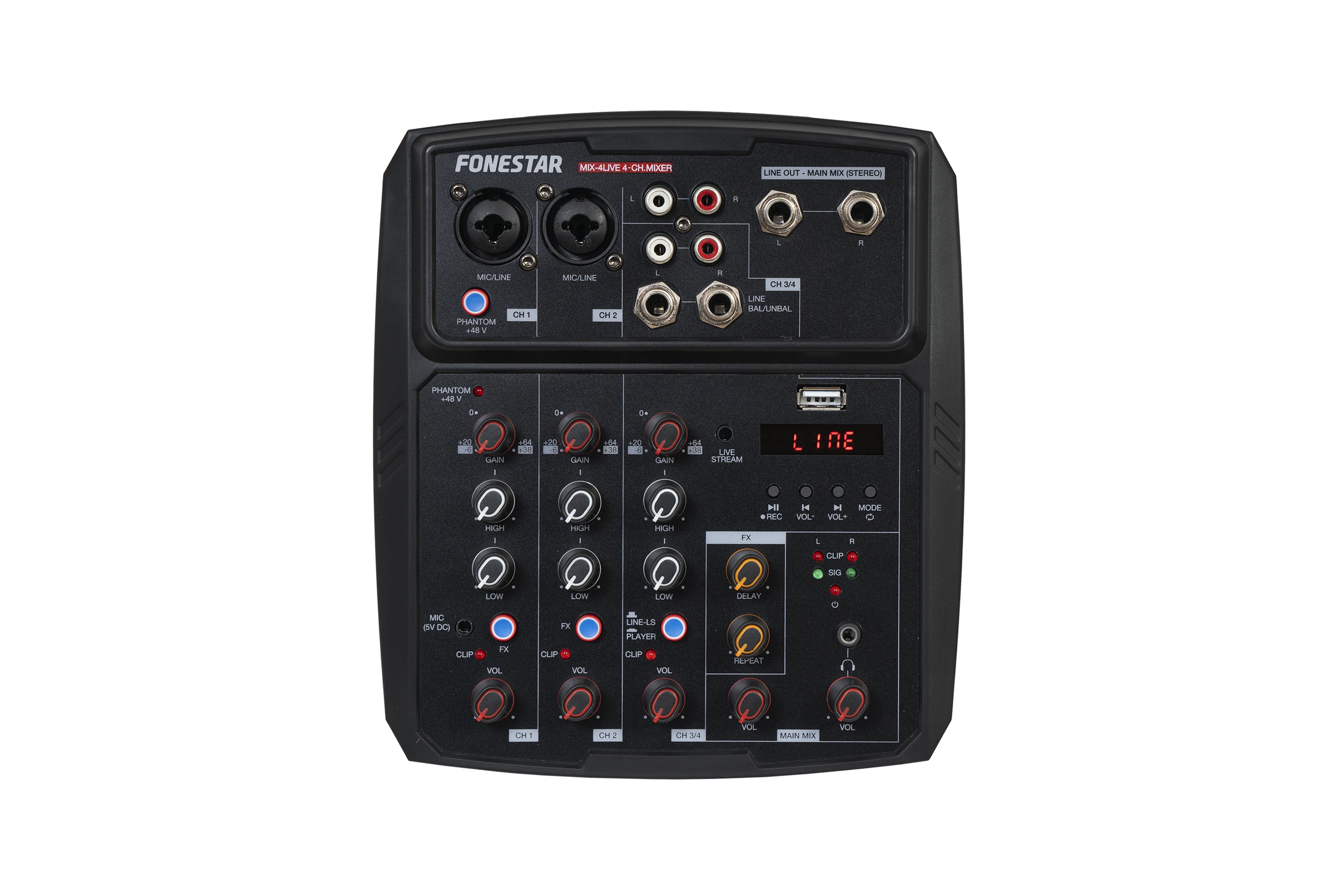 Mesa de Mezclas FONESTAR con Bluetooth/USB MIX-4LIVE  