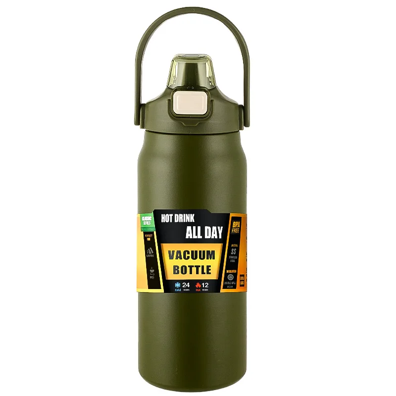 Taza térmica con pajita en acero inoxidable 304, taza con aislamiento al vacío Mdug (verde)
