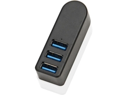 Hub Usb 3.0 Giratorio 270°, 3 Puertos Mini Aluminio, Compatible Usb 2.0/1.1, 5 Gbps, Plug Play, Negro