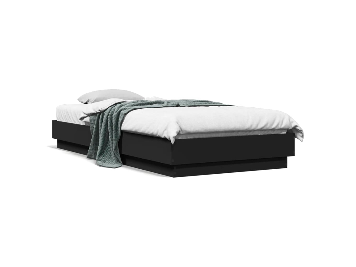 Estructura De Cama Con Luces Led Negro 100x200 Cm
