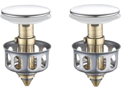 2 Pack Tapón De Drenaje Pop Up Universal Para Lavabo, Tapón De Drenaje Con Cesta Para Baño Y Cocina, Apertura 33.6-40mm